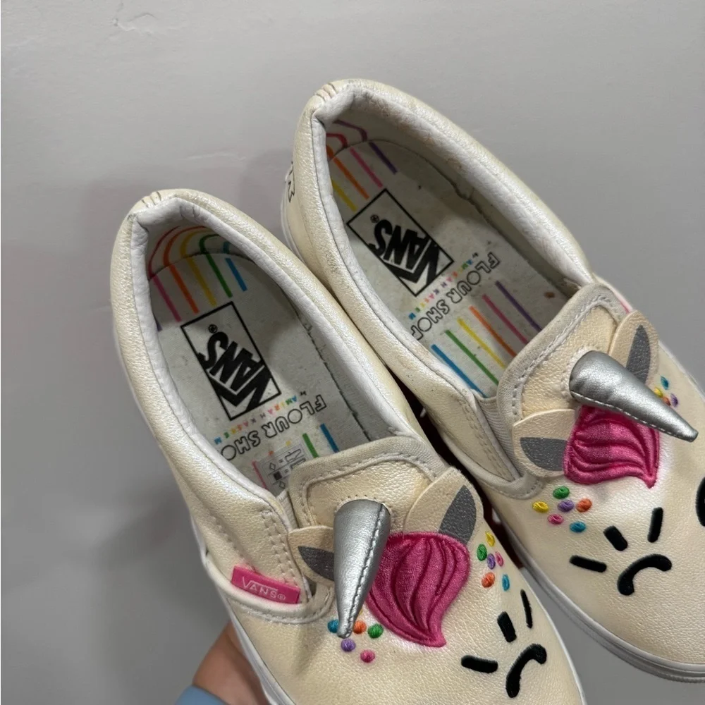 Vans Classic Slip On Flour Shop Unicorn Shoe Sneaker Big Kids 3.5